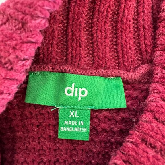 Dip Burgundy Mock Neck Sweater XL | Chunky Knit Pullover - Picture 5 of 5